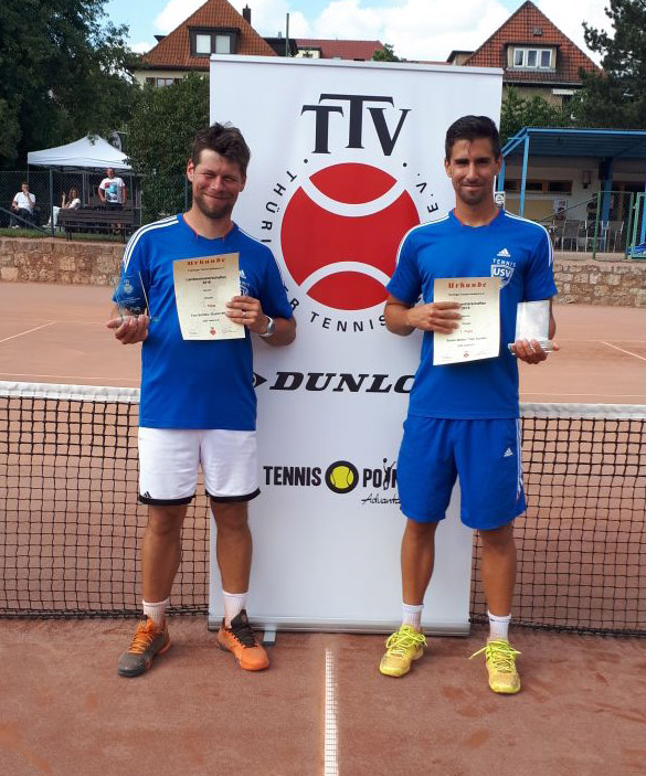 Tom Schilke (li.) und Dustin Möller holten sich den Doppel-Landesmeister-Titel für Thüringen